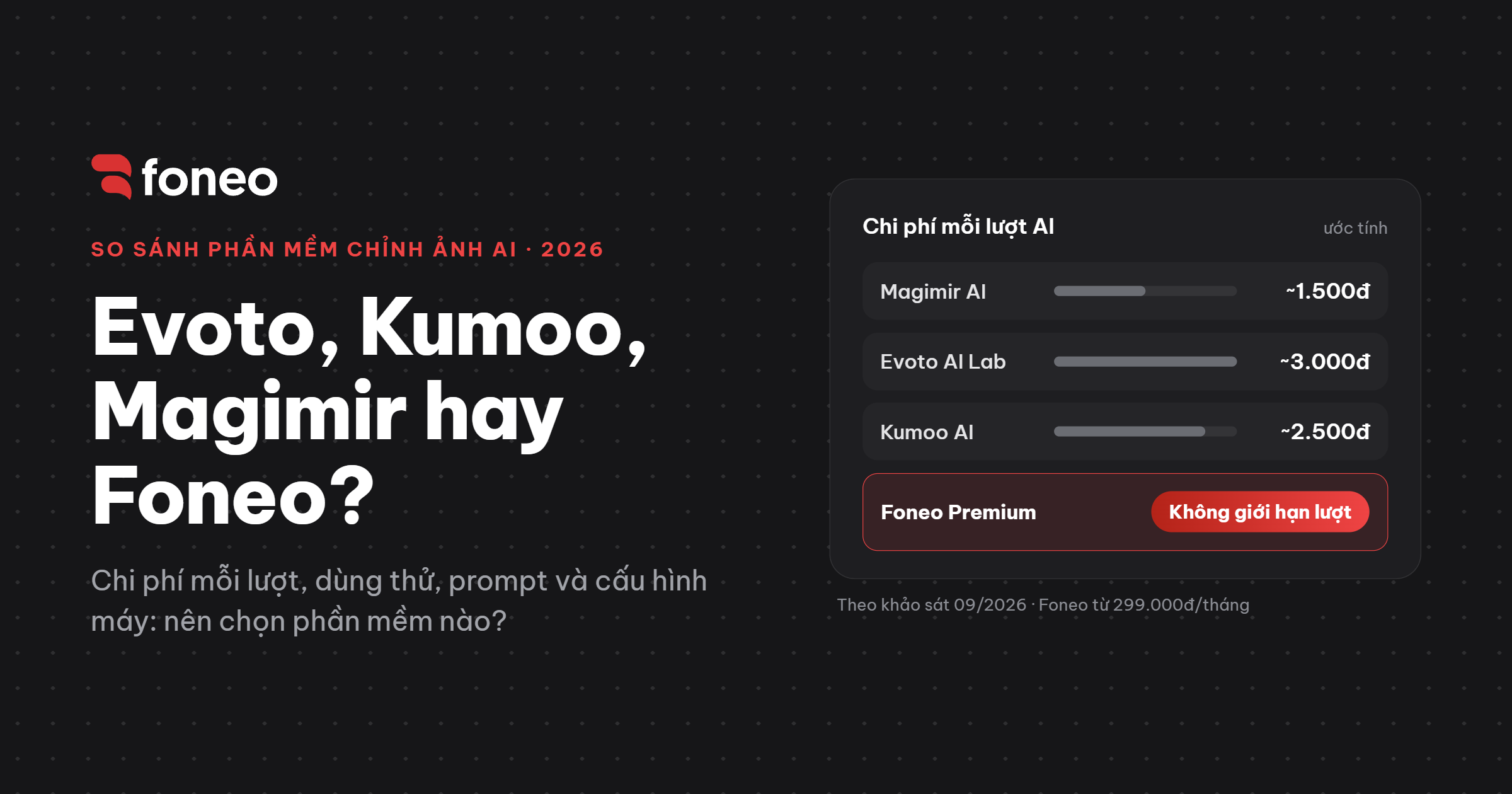 So sánh Evoto AI Lab, Kumoo, Magimir và Foneo: nên chọn phần mềm chỉnh ảnh AI nào?
